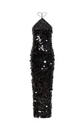 April Sequin Halter Maxi Dress - Black